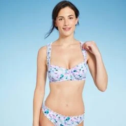 Women's Scrunchy Strap Longline Bikini Top - Shade & Shore™ Multi Blue Floral Print -Clothing Sales Store GUEST 002f3c37 2146 42f6 abfc efb2fd9490e2