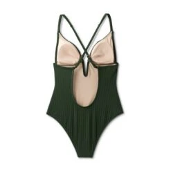 Women's Ribbed Plunge Front V-Wire One Piece Swimsuit - Shade & Shore™ Dark Green -Clothing Sales Store GUEST 003b075d ea78 4a49 b3f5 f02d271cc874