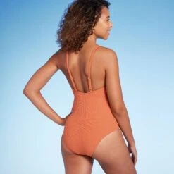 Women's Jacquard Rectangle Wire One Piece Swimsuit - Shade & Shoreâ„¢ Orange