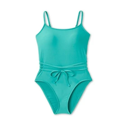 Women's Lace-Up One Piece Swimsuit - Shade & Shore™ Teal 6 Women's Lace-Up One Piece Swimsuit - Shade & Shore™ Teal - Image 4