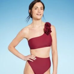 Women's One Shoulder Floret Detail Bikini Top - Shade & Shore™ Red -Clothing Sales Store GUEST 1f50bba9 cb82 4bbd 995d f6367b84dd1e