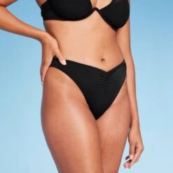 Women's Cinch Detail High Leg Bikini Bottom - Shade & Shore™ Black -Clothing Sales Store GUEST 24dc90b4 06e6 45dd b6e1 af457c1dff49
