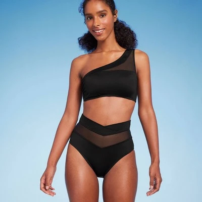 Women's Mesh High Waist Bikini Bottom - Shade & Shore™ Black 4 Women's Mesh High Waist Bikini Bottom - Shade & Shore™ Black - Image 2