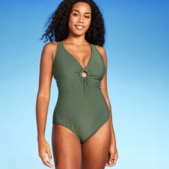 Women's Ribbed Plunge Ring Detail One Piece Swimsuit - Shade & Shore™ -Clothing Sales Store GUEST 26c57f99 6f21 4fca a860 715d88bfc603