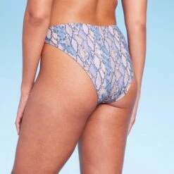 Women's Cheeky Bikini Bottom - Shade & Shore™ Blue Snake Print