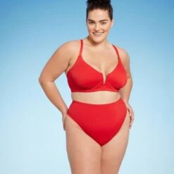 Women's Ribbed High Waist High Leg Bikini Bottom - Shade & Shore™ Red -Clothing Sales Store GUEST 2dbfdd80 3467 4181 9ecf 4134118bd733