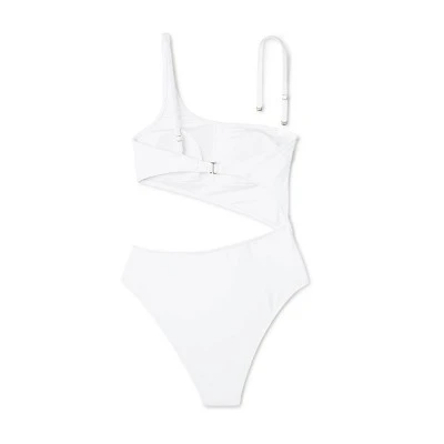 Women's One Shoulder Cut Out Extra Cheeky One Piece Swimsuit - Shade & Shore™ White 7 Women's One Shoulder Cut Out Extra Cheeky One Piece Swimsuit - Shade & Shore™ White - Image 5
