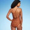 Women's Side-Tie Plunge One Piece Swimsuit - Shade & Shore™ Animal Print