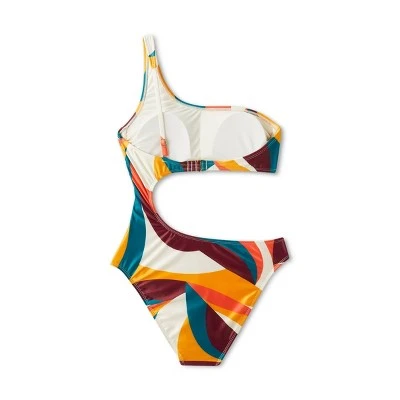 Women's One Shoulder Cut Out One Piece Swimsuit - Shade & Shore™ Multi Abstract Print 7 Women's One Shoulder Cut Out One Piece Swimsuit - Shade & Shore™ Multi Abstract Print - Image 5