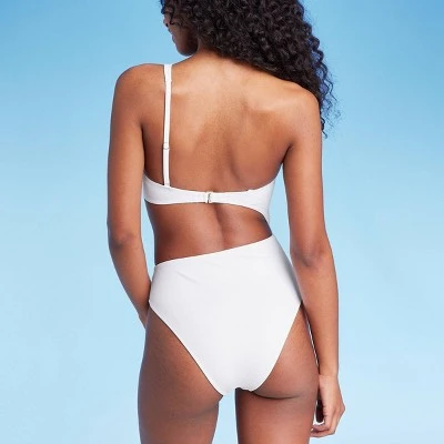 Women's One Shoulder Cut Out Extra Cheeky One Piece Swimsuit - Shade & Shore™ White 5 Women's One Shoulder Cut Out Extra Cheeky One Piece Swimsuit - Shade & Shore™ White - Image 3