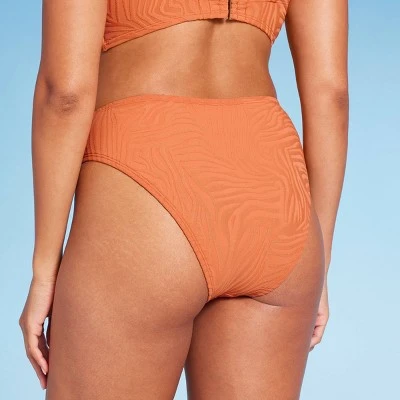 Women's High Waist Extra Cheeky High Leg Jacquard Bikini Bottom - Shade & Shore™ Orange 6 Women's High Waist Extra Cheeky High Leg Jacquard Bikini Bottom - Shade & Shore™ Orange - Image 4