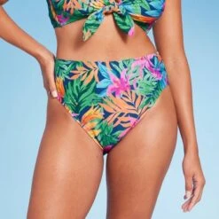 Women's High Waist High Leg Medium Coverage Bikini Bottom - Shade & Shore™ Multi Tropical Floral Print -Clothing Sales Store GUEST 43aef0a7 39bb 40ab 94fa 825f2403ca14