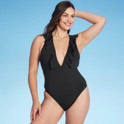 Women's Plunge Flounce Neckline One Piece Swimsuit - Shade & Shore™ -Clothing Sales Store GUEST 46b0da77 dfd7 4603 b65f a34e6e2636fe