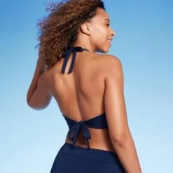 Women's Triangle Bralette Faux Wrap Halter Bikini Top - Shade & Shore™