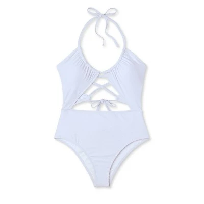 Women's Cut Out Halter Lurex One Piece Swimsuit - Shade & Shore™ Cream 5 Women's Cut Out Halter Lurex One Piece Swimsuit - Shade & Shore™ Cream - Image 4
