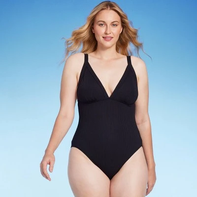 Women's Ribbed Triangle One Piece Swimsuit - Shade & Shore™ 4 Women's Ribbed Triangle One Piece Swimsuit - Shade & Shore™ - Image 2