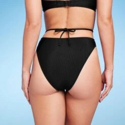 Women's Strappy Ribbed High Waist Extra High Leg Extra Cheeky Bikini Bottom - Shade & Shoreâ„¢