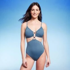 Women's Cut Out Bead Detail One Piece Swimsuit - Shade & Shore™ Blue -Clothing Sales Store GUEST 5ef056b9 140b 4192 a7b9 b050376289ad