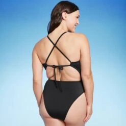 Women's Ribbed Plunge Front Cut Out One Piece Swimsuit - Shade & Shore™ -Clothing Sales Store GUEST 626049ad 1d8e 44a8 b68e f31d91046365