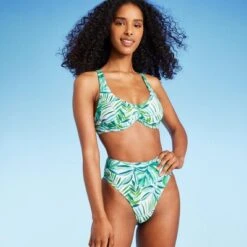 Women's Underwire Bralette Bikini Top - Shade & Shore™ Green Tropical Print -Clothing Sales Store GUEST 63354bb7 266a 4256 bc23 af9439a9cf82