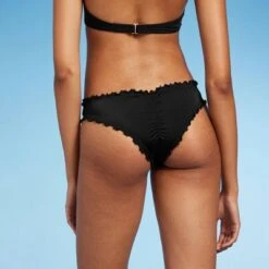 Women's Ruffle Extra Cheeky Bikini Bottom - Shade & Shore™ Black