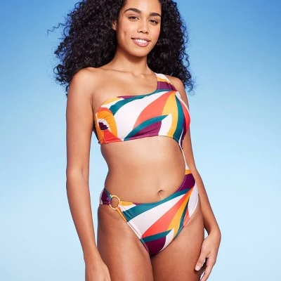 Women's One Shoulder Cut Out One Piece Swimsuit - Shade & Shore™ Multi Abstract Print 4 Women's One Shoulder Cut Out One Piece Swimsuit - Shade & Shore™ Multi Abstract Print - Image 2