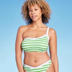 Women's Underwire Ribbed One Shoulder Bikini Top - Shade & Shore™ Green/White 11 Women's Underwire Ribbed One Shoulder Bikini Top - Shade & Shore™ Green/White -Clothing Sales Store GUEST 6d5387a6 5311 4029 8ca0 10dc33fa2ead