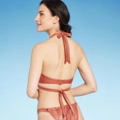 Women's Bandeau Strappy Halter Bikini Top - Shade & Shore™ Brown Shine