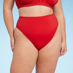 Women's Ribbed High Waist High Leg Bikini Bottom - Shade & Shore™ Red -Clothing Sales Store GUEST 74b3c974 9834 476a 9803 bf533201dbee
