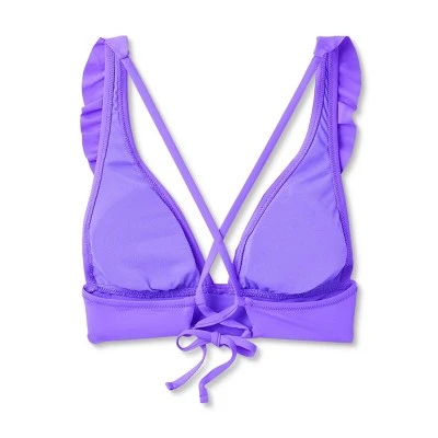 Women's Ruffle V-Neck Longline Triangle Bikini Top - Shade & Shore™ 8 Women's Ruffle V-Neck Longline Triangle Bikini Top - Shade & Shore™ - Image 6