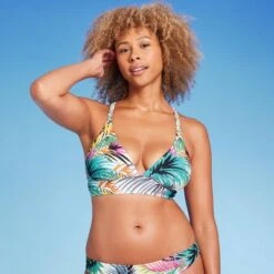 Women's Braided Strap Triangle Longline Bikini Top - Shade & Shore™ Multi Tropical Print -Clothing Sales Store GUEST 79072650 fe35 4c51 8686 cb278d57b9d2