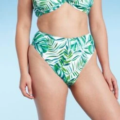 Women's High Waist High Leg Extra Cheeky Bikini Bottom - Shade & Shore™ Green Tropical Print -Clothing Sales Store GUEST 7cc5ed03 6b82 4d9c 9534 8b596ec45769