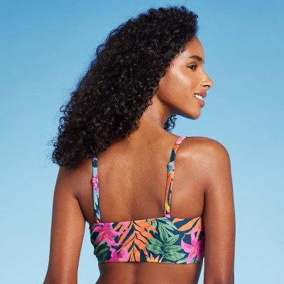 Women's Tie-Front Longline Bikini Top - Shade & Shore™ Multi Tropical Floral Print 3 Women's Tie-Front Longline Bikini Top - Shade & Shore™ Multi Tropical Floral Print