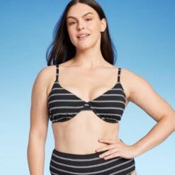 Women's Ribbed Demi Underwire Bikini Top - Shade & Shore™ Black Striped -Clothing Sales Store GUEST 849a9b87 3cde 4520 bca9 6faa6025f5fe