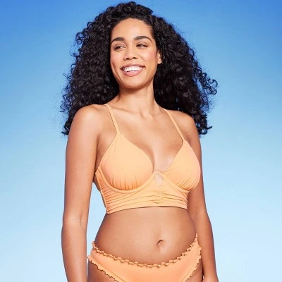 Women's Shirred Keyhole Underwire Bikini Top - Shade & Shore™ Peach 5 Women's Shirred Keyhole Underwire Bikini Top - Shade & Shore™ Peach - Image 3