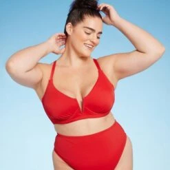 Women's Ribbed Longline V-Wire Bikini Top - Shade & Shore™ Red -Clothing Sales Store GUEST 900b84c8 9b9a 45af 88e6 baf11150e158