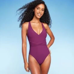 Women's Ribbed Plunge Twist-Front One Piece Swimsuit - Shade & Shore™ -Clothing Sales Store GUEST 90bd8397 438d 48a7 ba1d f843a9e2022c