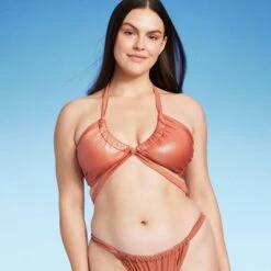 Women's Bandeau Strappy Halter Bikini Top - Shade & Shore™ Brown Shine -Clothing Sales Store GUEST 990c8510 0ceb 4d51 867f 4b06eb1d9008