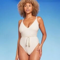 Women's Braid Detail Extra High Leg One Piece Swimsuit - Shade & Shore™ Off-White -Clothing Sales Store GUEST 9b4fd8aa f8c7 4d85 9640 67b91739542a