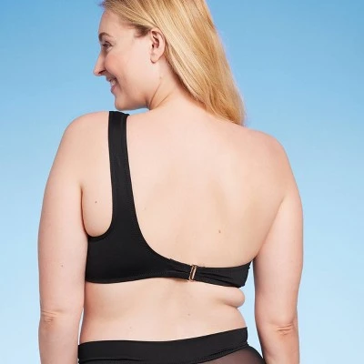 Women's One Shoulder Mesh Bikini Top - Shade & Shore™ Black 6 Women's One Shoulder Mesh Bikini Top - Shade & Shore™ Black - Image 4