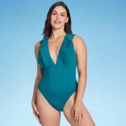 Women's Plunge Flounce Neckline One Piece Swimsuit - Shade & Shore™ -Clothing Sales Store GUEST 9d5a8796 c338 4405 85d7 e6abd1f6012e
