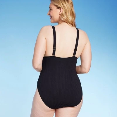 Women's Ribbed Triangle One Piece Swimsuit - Shade & Shore™ 5 Women's Ribbed Triangle One Piece Swimsuit - Shade & Shore™ - Image 3