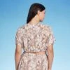 Women's Tie-Front Short Sleeve Cover Up Crop Top - Shade & Shore™ Tan Snake Print