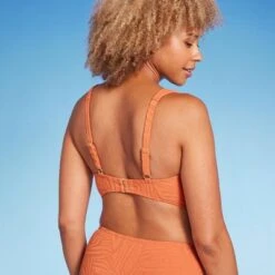 Women's Bandeau Jacquard Bikini Top - Shade & Shore™ Orange
