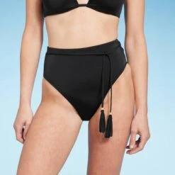 Women's High Waist High Leg Bead Detail Belted Bikini Bottom - Shade & Shore™ Black -Clothing Sales Store GUEST a8630894 1811 4f13 b3c0 c43960af6a9a