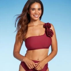 Women's One Shoulder Floret Detail Bikini Top - Shade & Shore™ Red -Clothing Sales Store GUEST ac689c76 c731 4147 a37c 27bbf1841827