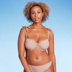 Women's Shoulder Tie Shirred Underwire Bikini Top - Shade & Shore™ Light Brown -Clothing Sales Store GUEST ad3a2306 cc82 4186 9106 b090bb176484
