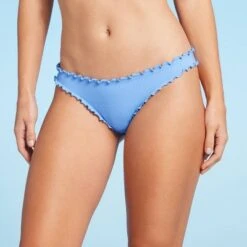 Women's Ribbed High Leg Extra Cheeky Ruffle Bikini Bottom - Shade & Shore™ Light Blue -Clothing Sales Store GUEST b300d934 e778 4eec b8fe cd751fa4b7a6