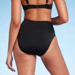 Women's High Waist High Leg Ribbed Medium Coverage Bikini Bottom - Shade & Shore™