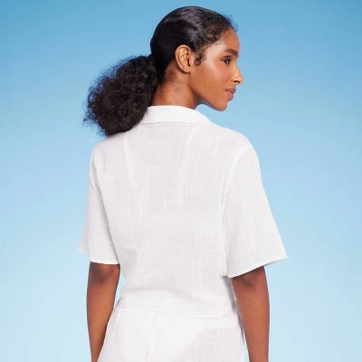 Women's Button-Up Tie-Front Cover Up Top - Shade & Shore™ Off-White -Clothing Sales Store GUEST b9a6a99a a333 4859 99e5 750173c2930c